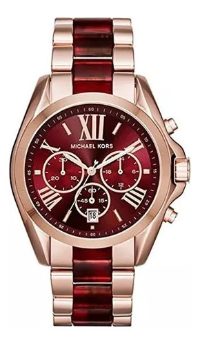 Relógio Michael Kors Mk6270 Bradshaw Orig Gold Rosé Red + Nf