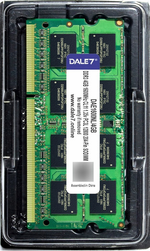 Memória Dale7 Ddr3l 4gb 1600 Mhz Notebook 1.35v Kit C/50