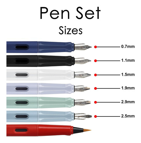 Juego De Pluma Estilográfica De Caligrafía Gc Quill, 7 Con P