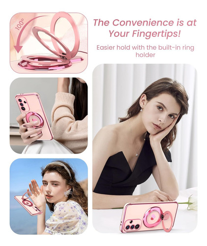 For Samsung Rudo Uso Funda Silicona Mujer Soporte Magnética Rosa For Galaxy S24
