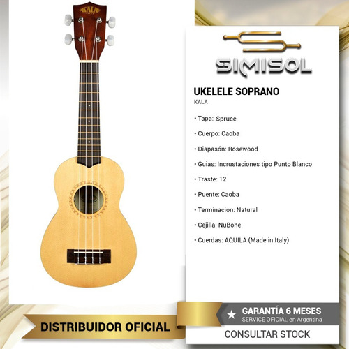 Ukelele Soprano Kala Ka15ss Tapa Abeto Profesional + Envio