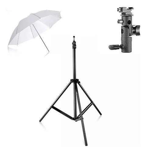 Combo Tripode Soporte Flash Fotografia + Sombrilla 110cm