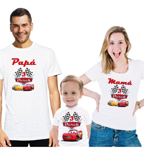 Kit 4 Playeras Personalizada Fiestas Cars