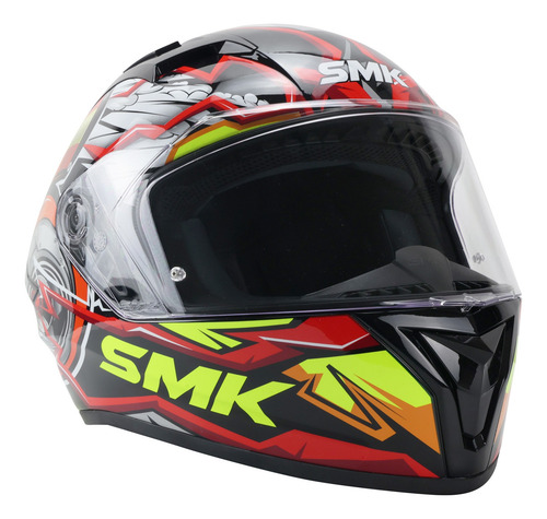 Casco Smk Stellar Amarillo Rojo Gl234 Cerrado