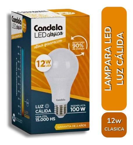 Lampara Led Candela Luz Calida 12 Wats