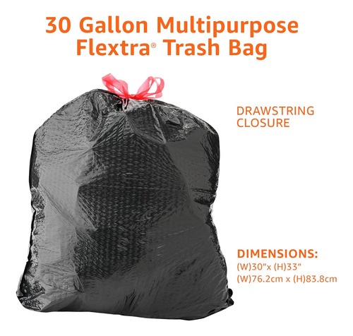 Amazon Basics Flextra Bolsa De Basura Multiusos Con Cordo...