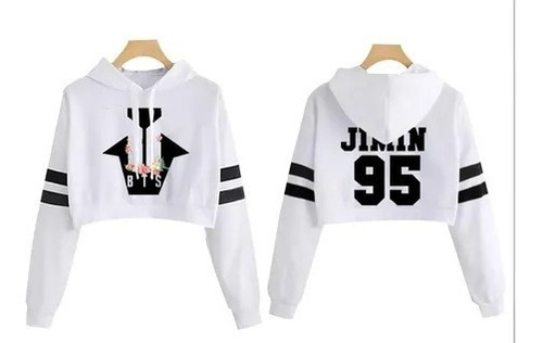 Buzo Buso Saco Hoodies Blanco Mujer Logo Bts 95 Jimin