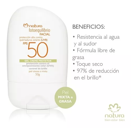 Protector solar facial en gel crema FPS 50