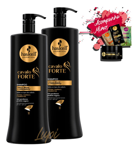  Kit 2 Shampoo Haskell Cavalo Forte 1l