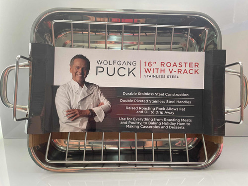 Wolfgang Puck 16 Roaster With V-rack De Acero Inoxidable