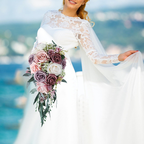 A Ramos De Boda Hechos A Mano For Novia, Rosas Artificiales
