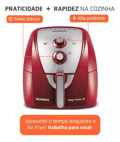 Fritadeira Sem Óleo Air Fryer 8l 1900w Afn-80-ri Mondial Cor Vermelho 220V