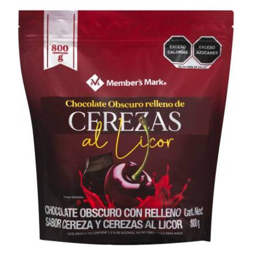 Chocolate Obscuro Relleno Cerezas Al Licor Members Mark 800g