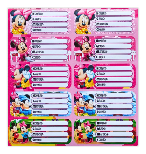 Paquete De 50 Etiquetas Autoadhesivas De Minnie Mouse