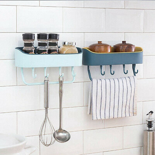 1pcs Punch-free Plastic Shelf Bathroom Accessories(blue)