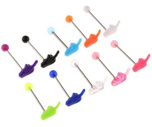2 X 10 Unids Lengua Barbell Labret Ear Stud Pendientes
