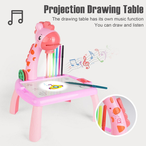 Mini Mesa De Dibujo Creativo Led Jirafa Proyector Infantil