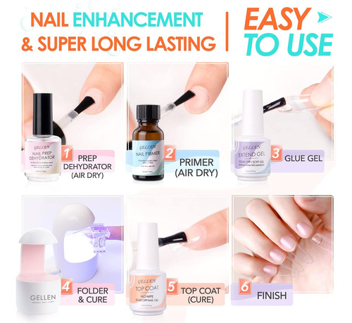 Kit De Extensión De Uñas Con Puntas De Gel Gellen, Con 240 P