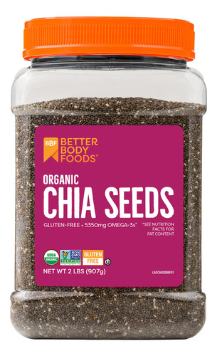 Betterbody Foods - Semillas Organicas De Chia Con Omega-3, S