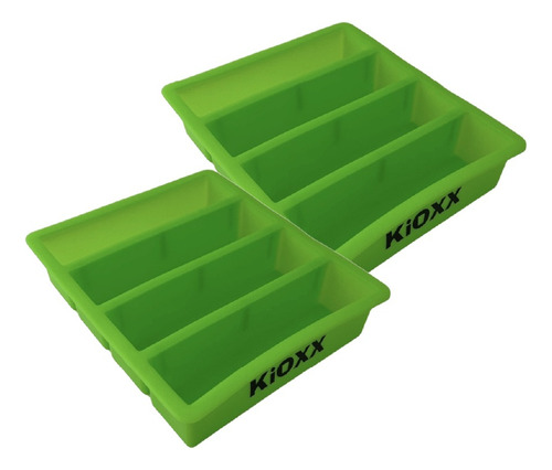 Set De 2 Cubetas De Silicona Barras 4 Cavidades Kioxx Verde