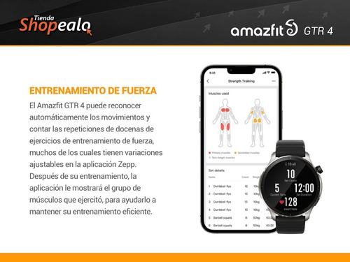 Imagen 5 de 10 de Smartwatch Reloj Inteligente Amazfit Gtr 4 Negro Spo2 Cuota*