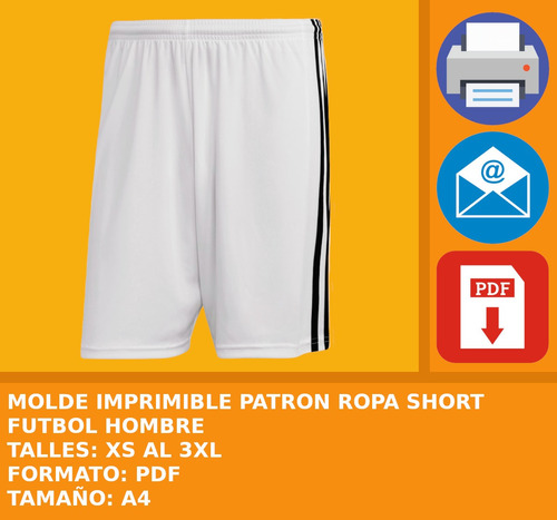 Molde Imprimible Patron Ropa Short Futbol Hombre Promo 2x1