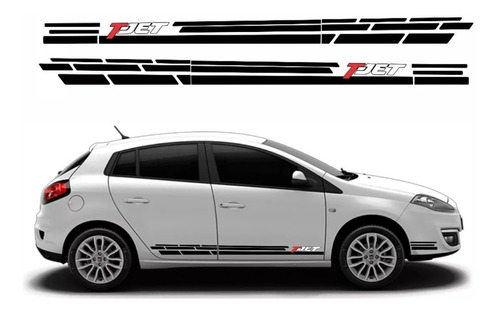 Kit Adesivos Laterais Para Fiat Bravo T-jet 18342 Cor Preto