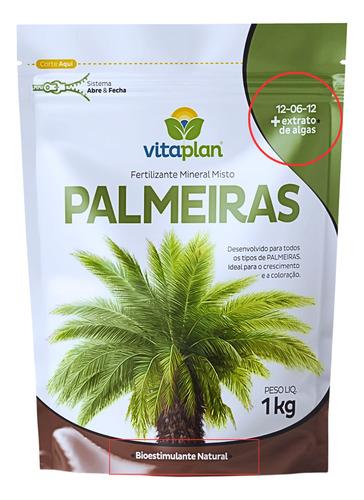 Adubo Fertilizante Palmeiras Crescimento Plantio Jardim 1kg