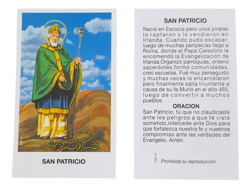 Estampas San Patricio Santos Santoral Virgen X 100 Un