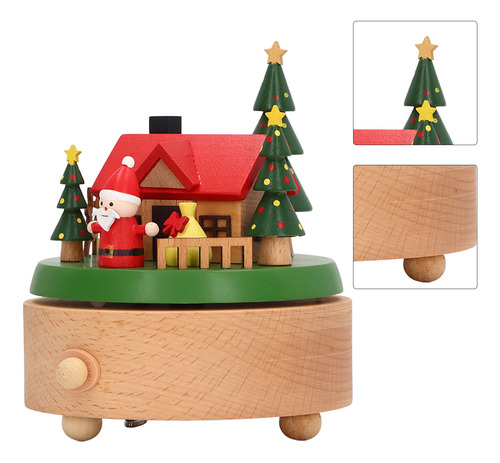 Caja De Música Giratoria De Madera Con Fondo Redondo De Sant