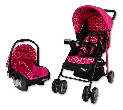 Carriola Con Portabebé Trendy Kids Maxy Incluye Cubrepies Color Rosa Claro Chasis Negro