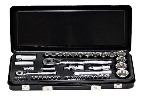 Juego Set Tubos Crique Stanley 97196 Caja Metal 46 Piezas