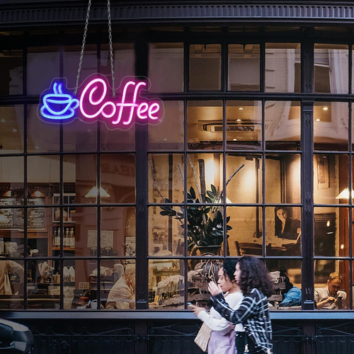 Letrero De Café Led Neón Luminoso Led Anuncio Decoración Luz