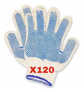 Pack X120 Guantes Moteados De Trabajo Reforzado Resistente