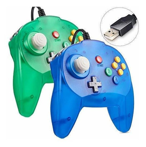 Control N64 Paquete De 2 Mini Controladores Usb N64, Control