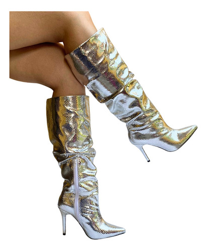 Imagen 5 de 8 de Bota Mujer Felipe Rentería Arrugas Tacón 10cm