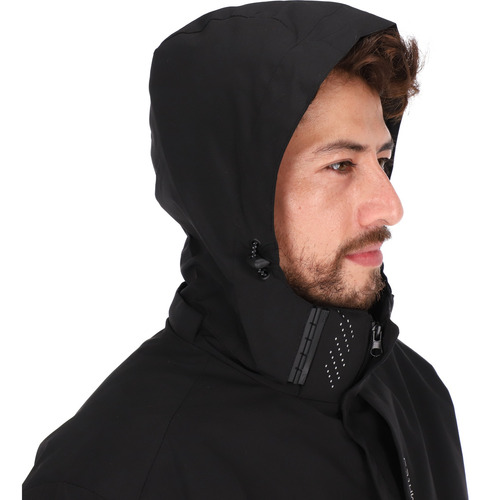 Chamarra Para Hombre Lisa Rompevientos Negra Con Gorro Moda