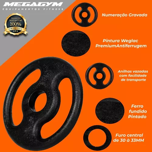 Anilha Pintada Peso Academia Musculação 2 Kg Preto em Promoção na