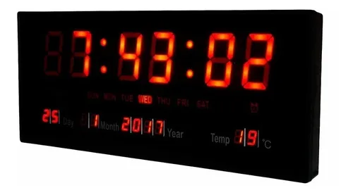 comprar Reloj  De Pared Led Digital 36 X 15cm Temperatura Fecha