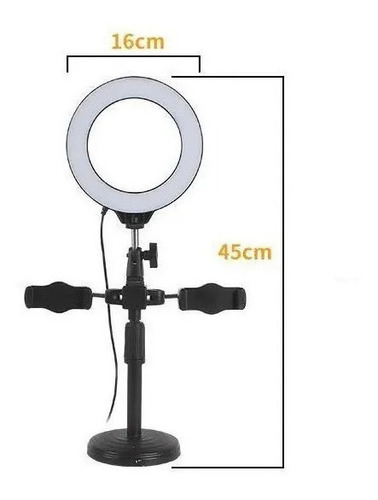 Aro Luz Led 16cm Maquillaje Lampara Con Soportes Foto Video