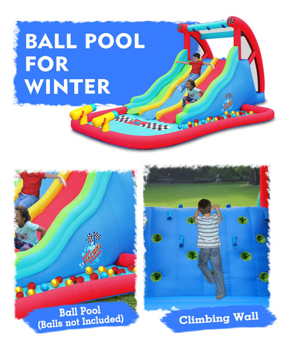 Juego Inflable Para Niños Con Toboganes, Escalada Y Alberca.
