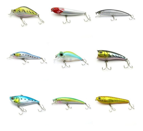 4044 Big One 9 Piece Fishing Lur Crankbait Freshwater