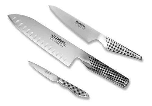 Global G-80338 - Juego De Cuchillos De 3 Piezas Con Santoku