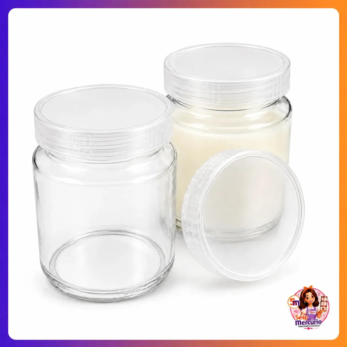 Kit 6 Potes de Vidro Nadir Figueiredo 200 mL para Leite Materno e Papinha Tampa Livre BPA Incolor