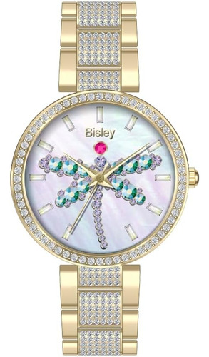 Bisley Reloj Dorado Para Mujer Reloj Con Esfera De Libélula 