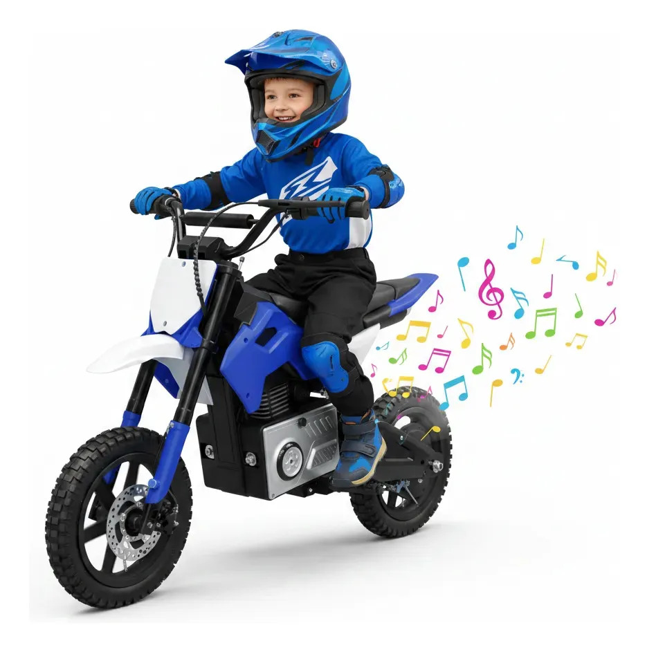 Mini Moto Eléctrica Deportiva Montable Niños Con Luz Led Color Azul