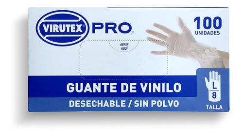 Guante Vinilo S/polvo Transp L Virutex Pro