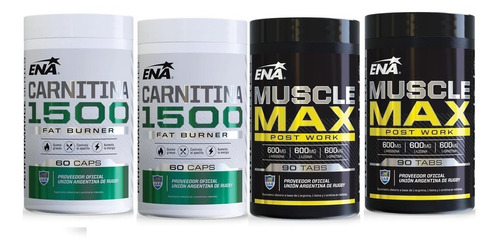 2 Muscle Max 90caps + 2 Carnitina 60caps Ena Sport 2 X 1