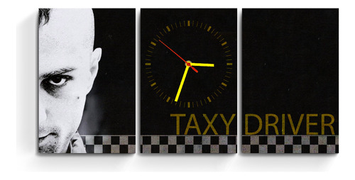 Reloj De Pared Tríptico Taxi Driver Cuadro Moderno Pelicula