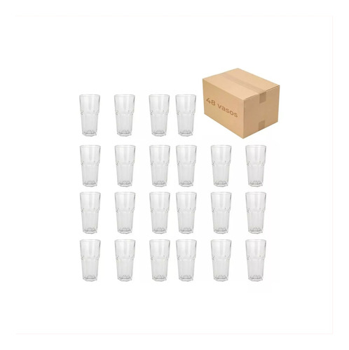 Set X48 Unidades Vasos Durax Tipo Bristol Alto 330 Facetado C 